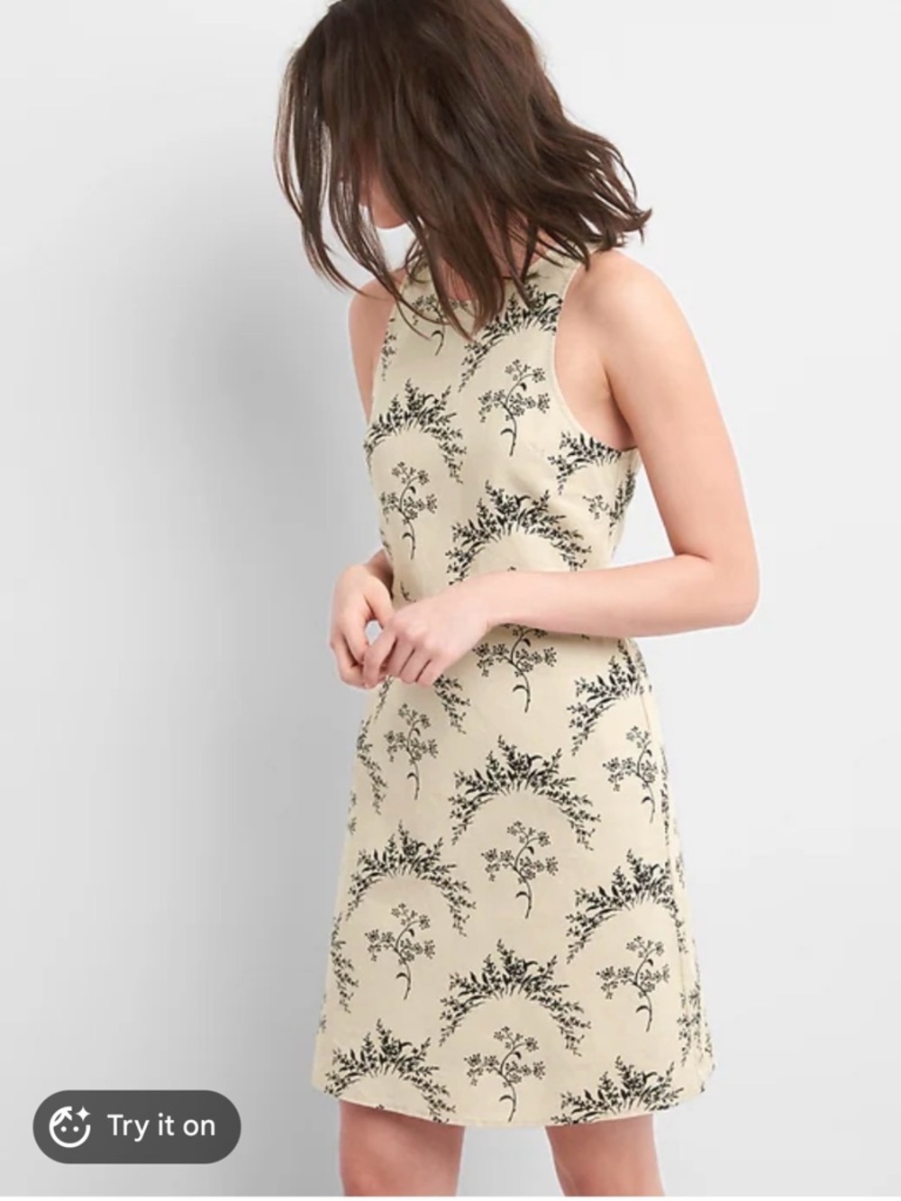 GAP Cream Mini Dress with Black Floral Print 00P